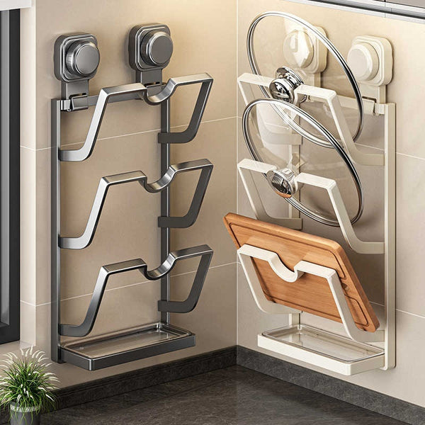 Suction Cup Pot Cover Rack Wall-mounted Punch-free Kitchen Storage Rack - Things and what not