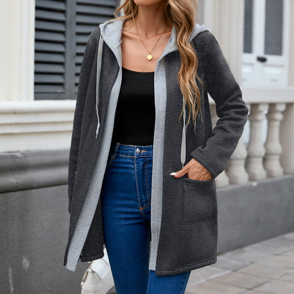 Sweater Coat For Women Autumn And Winter Loose Casual Contrast Color Fake Two Pieces
