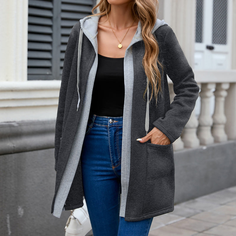 Sweater Coat For Women Autumn And Winter Loose Casual Contrast Color Fake Two Pieces