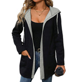 Sweater Coat For Women Autumn And Winter Loose Casual Contrast Color Fake Two Pieces