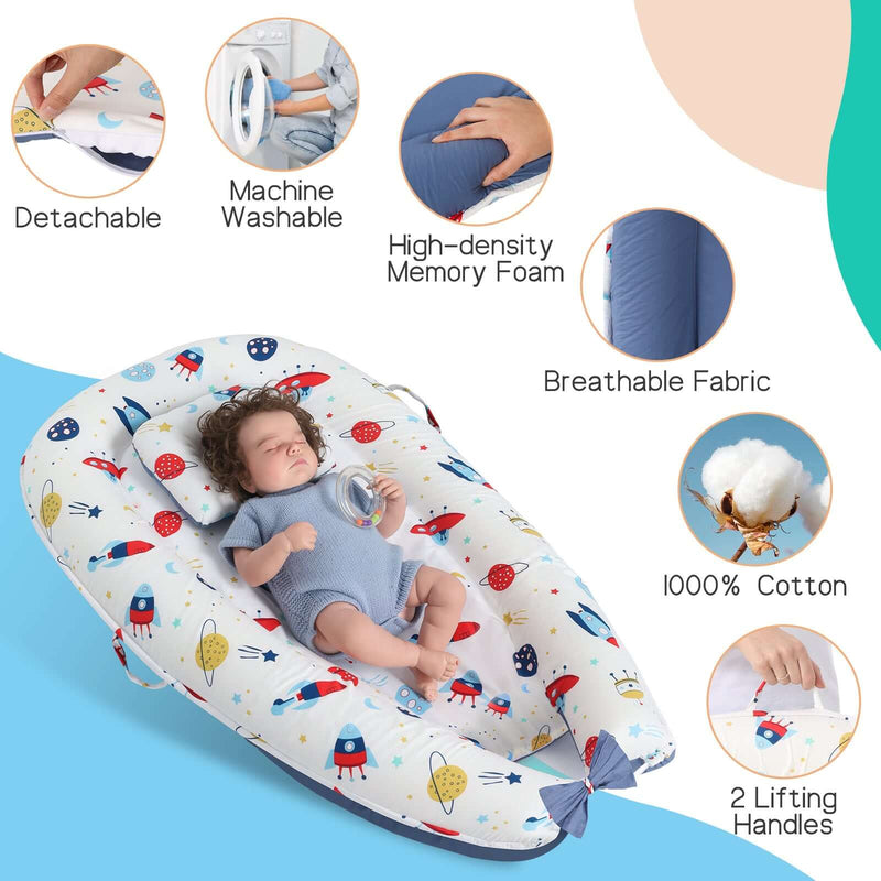 Baby's Crib pure Cotton Sleeve , High-grade Memory Foam, Inner Core, Detachable, Easy To Clean, Easy To Carry - Things and what not