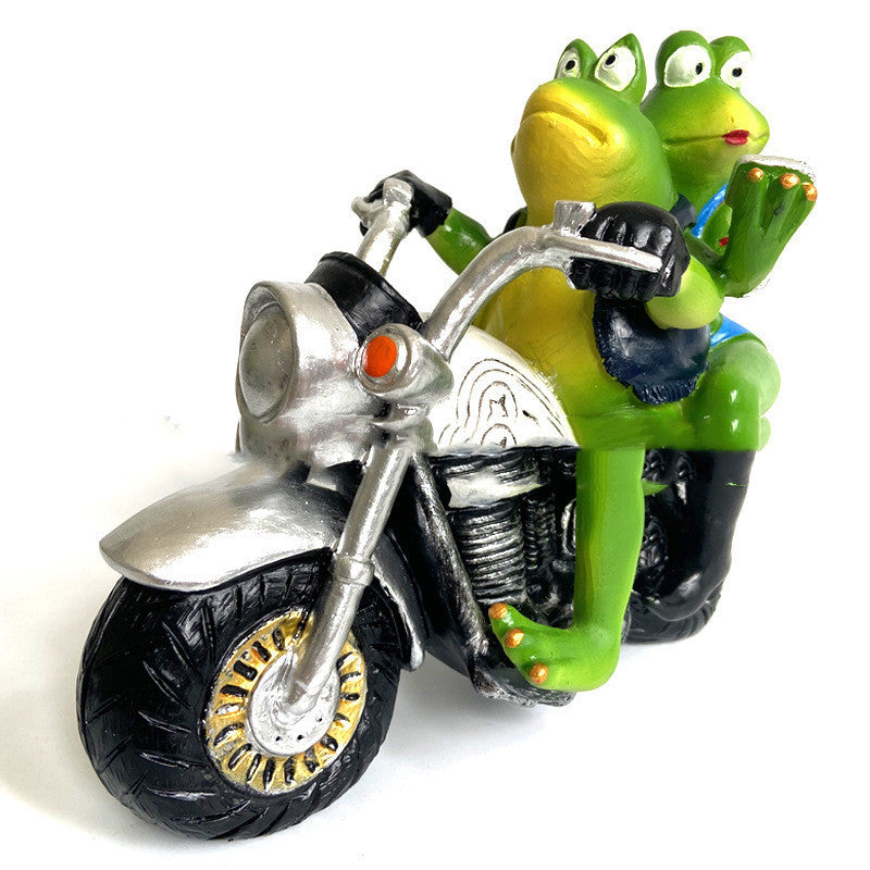 Resin Crafts Two Frogs Riding A Motorcycle - Things and what not