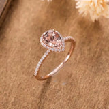 European And American 18K Rose Gold Plated Inlaid Pink Crystal Water Drop Pear-shaped Ring - Things and what not