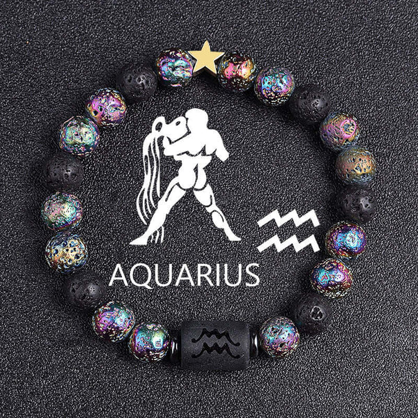 European And American Twelve Constellation Natural Stone Beaded Bracelet - Things and what not