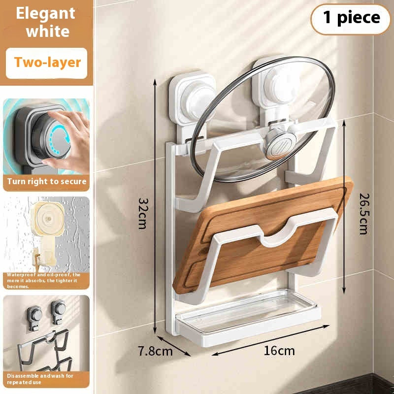 Suction Cup Pot Cover Rack Wall-mounted Punch-free Kitchen Storage Rack - Things and what not