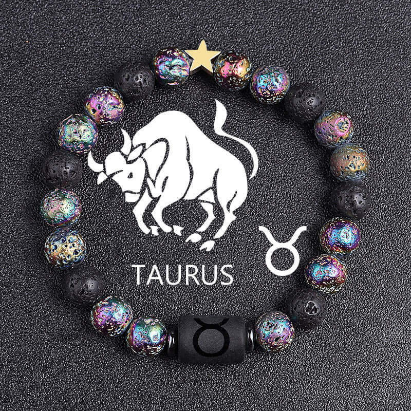 European And American Twelve Constellation Natural Stone Beaded Bracelet - Things and what not