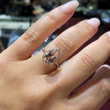 European And American 18K Rose Gold Plated Inlaid Pink Crystal Water Drop Pear-shaped Ring - Things and what not