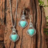 Fashion Turquoise Long Pendant Ear Rings Suit - Things and what not