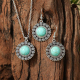 Fashion Turquoise Long Pendant Ear Rings Suit - Things and what not