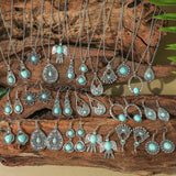 Fashion Turquoise Long Pendant Ear Rings Suit - Things and what not