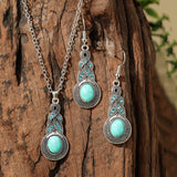 Fashion Turquoise Long Pendant Ear Rings Suit - Things and what not