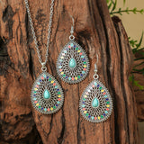 Fashion Turquoise Long Pendant Ear Rings Suit - Things and what not