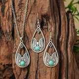 Fashion Turquoise Long Pendant Ear Rings Suit - Things and what not