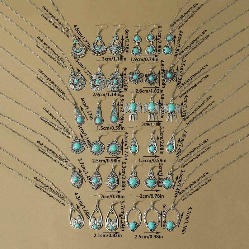 Fashion Turquoise Long Pendant Ear Rings Suit - Things and what not