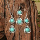 Fashion Turquoise Long Pendant Ear Rings Suit - Things and what not
