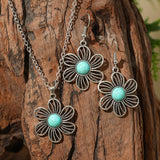 Fashion Turquoise Long Pendant Ear Rings Suit - Things and what not