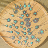 Fashion Turquoise Long Pendant Ear Rings Suit - Things and what not
