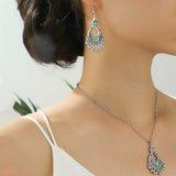 Fashion Turquoise Long Pendant Ear Rings Suit - Things and what not