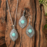Fashion Turquoise Long Pendant Ear Rings Suit - Things and what not