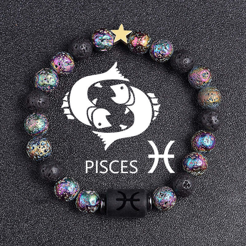 European And American Twelve Constellation Natural Stone Beaded Bracelet - Things and what not