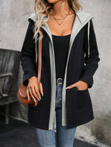Sweater Coat For Women Autumn And Winter Loose Casual Contrast Color Fake Two Pieces
