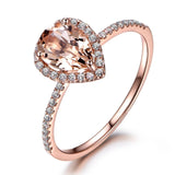 European And American 18K Rose Gold Plated Inlaid Pink Crystal Water Drop Pear-shaped Ring - Things and what not