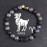 European And American Twelve Constellation Natural Stone Beaded Bracelet - Things and what not